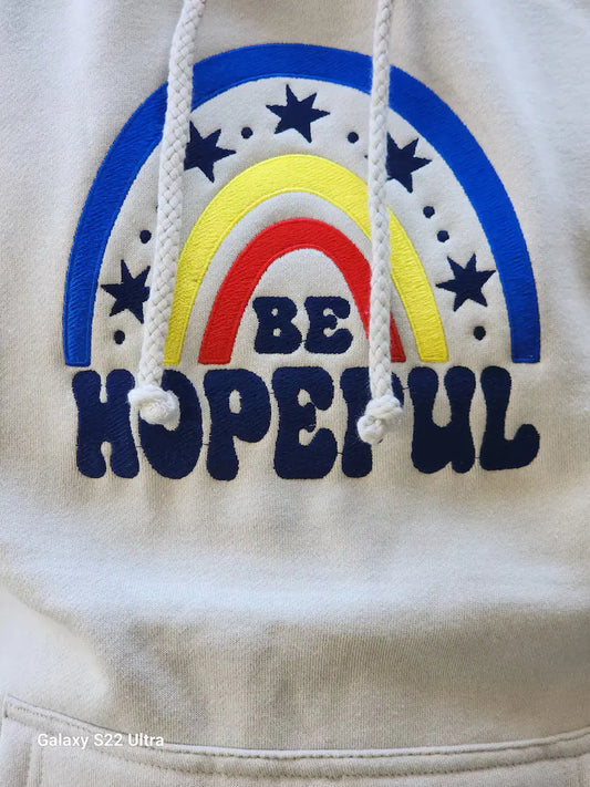 Embroidered Be Hopeful Sweatshirt | Custom Sand Unisex Embroidered Sweatshirt | Faith-Based Clothing | Gift for Friend Faith Sweatshirt