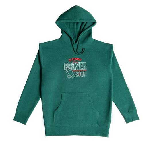 Prayer Embroidered Hoodie | Green Fleece Pullover | Unisex Prayer Apparel | Comfortable Hoodie Sweatshirt | Faith Hoodie, Pink Prayer Hoodie