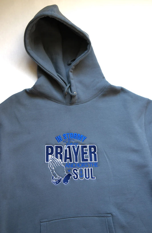 Blue Prayer Embroidered Hoodie | Unisex Prayer Apparel | Comfortable Fleece Pullover | Prayer Hoodie | Faith Over Fear Sweatshirt